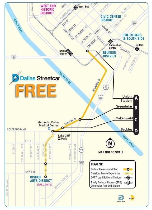 达拉斯有轨电车站地图