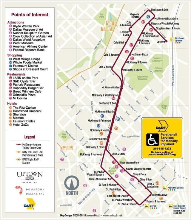 达拉斯无轨电车站地图