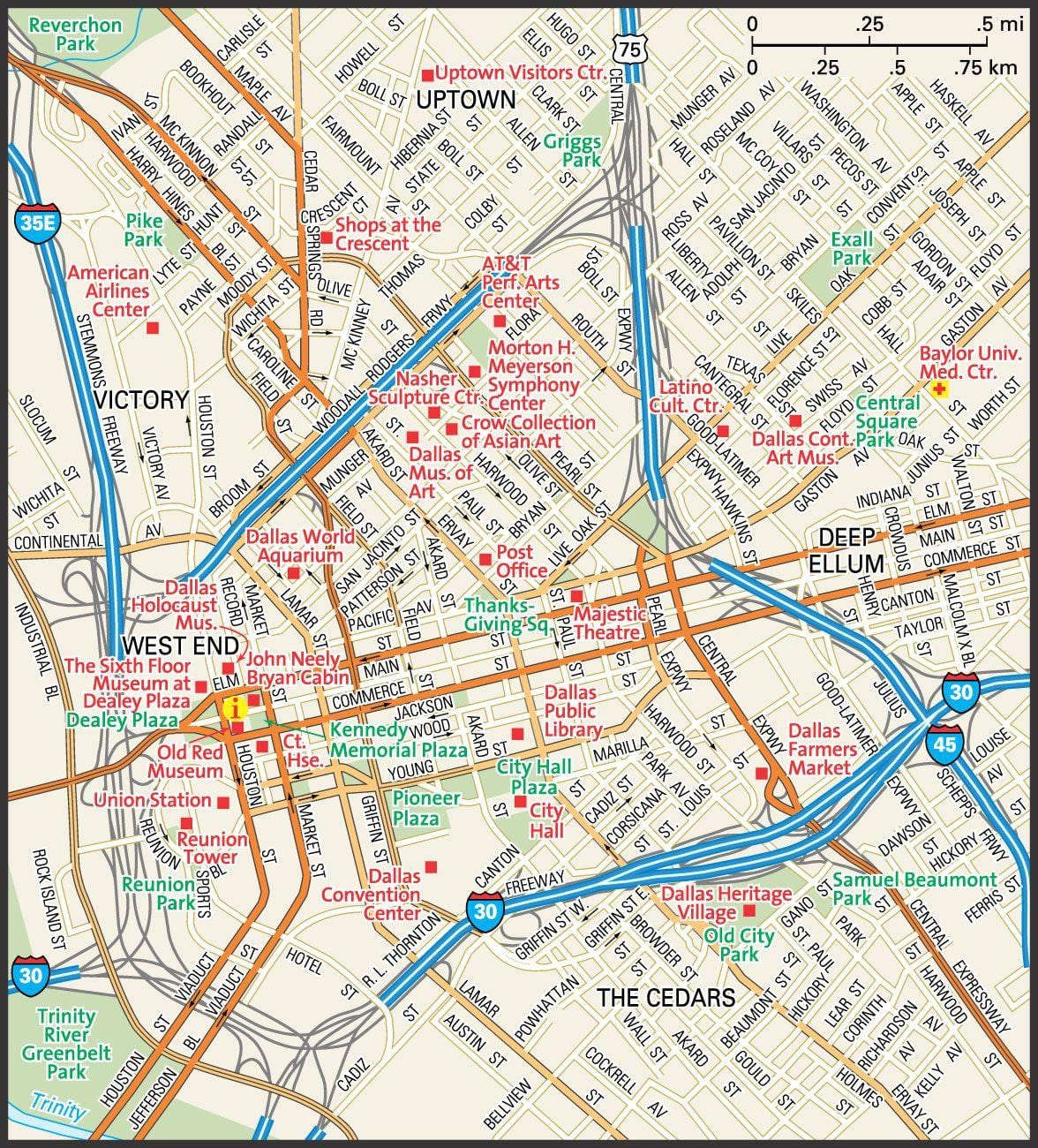 达拉斯市中心地图